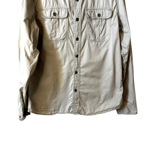 Converse One Star Men’s Long Sleeve Casual Button Up Shirt Top Pocket Beige M - Picture 5 of 10